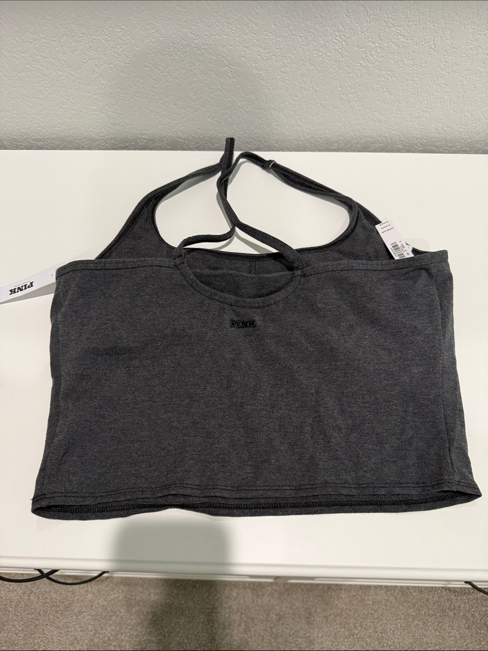 PINK Victoria's Secret Charcoal Gray Cropped Sports Bra Tank